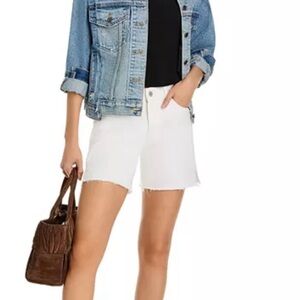 BLANKNYC Warren High rise mid length white Denim Shorts NWT